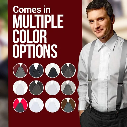 Miniatura 6 de HOLD'EM Tirantes de seda 100% para hombre, vestido de clip y tirantes esmoquin fabricado en Estados Unidos