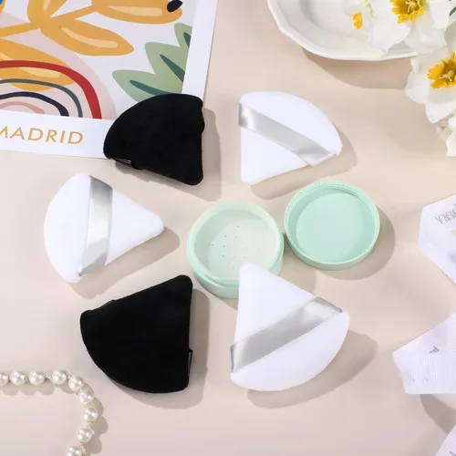 Miniatura 3 de Suclain 48 esponjas triangulares de terciopelo suave para maquillaje en polvo de cara, esponjas triangulares para base cosmética húmeda y seca