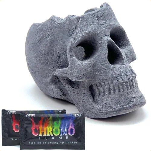 Miniatura 10 de OSKER 3CT Mini Hoguera Calavera con Paquetes de Cambio de Color de Fuego Tronco Cerámico Ignífugo para Hoguera, Fogata, Chimenea, Hoguera
