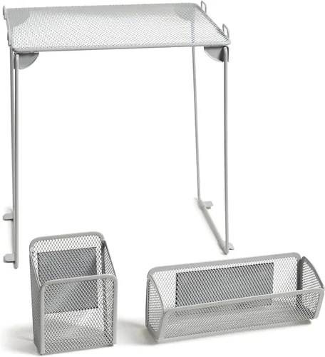 Miniatura 9 de U Brands Kit de organización de casilleros de malla negra, incluye taza magnética, estante plegable y contenedor, 3 piezas