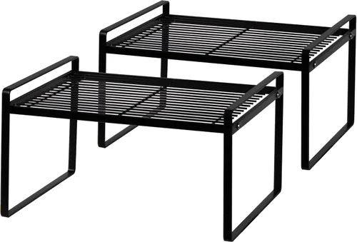 Miniatura 11 de Shantton Paquete de 2 estantes de gabinete de cocina, estante organizador de despensa, baño, dormitorio, oficina, mesa, escritorio, ahorro