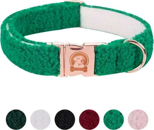Miniatura 7 de MR. CHUBBYFACE - Collar para perro de forro polar burdeos, collar de forro polar navideño para mascotas con hebilla de metal, collares ajustables