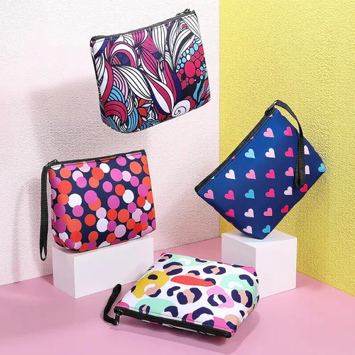 Miniatura 6 de Bolsa de maquillaje grande con cremallera, bolsa de cosméticos portátil para bolso, bolsa de viaje de neopreno lavable para mujer, Colorful Hearts