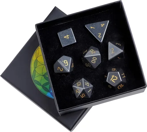 Miniatura 18 de mookaitedecor Juego de 7 dados poliédricos de cristal de ágata india, dados pulidos de piedras pulidas para juegos de mesa RPG MTG decoración