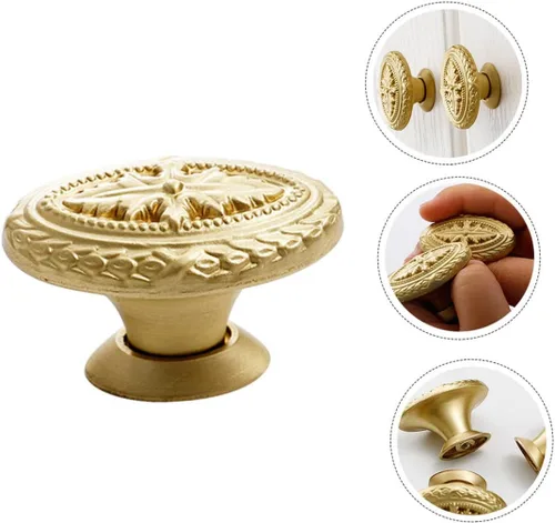 Miniatura 9 de Uonlytech Pomos de latón para manija de puerta, diseño de alivio, borde liso para muebles, oficina en casa