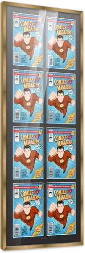 Miniatura 77 de Poster Palooza Marco de cómic con paspartú para 1 cómic de la Edad de Bronce publicado entre 1970 y 1985, marco de cómic negro para cómic de 7.25 x