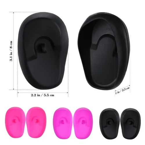 Miniatura 7 de FOMIYES 4 pares de fundas impermeables de silicona para los oídos, protectores de oídos resistentes al calor para tintes para el cabello