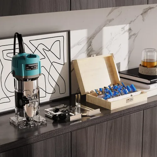Miniatura 8 de TwoWin Herramienta de enrutador, herramienta de enrutador de madera compacta de 110 V 800 W para carpintería, recortadora de mano eléctrica de 1/4