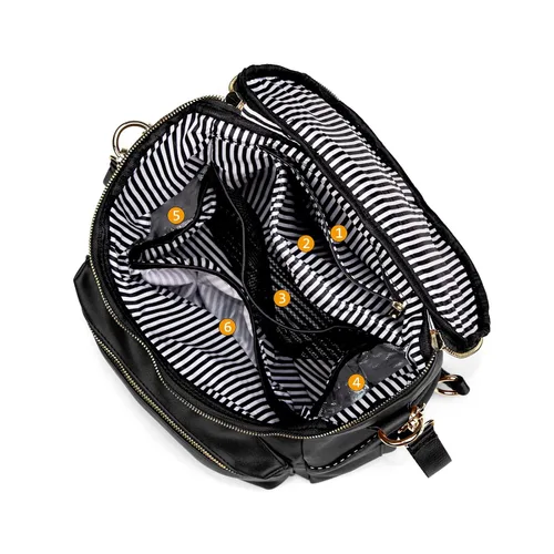 Miniatura 5 de Mochila para pañales, mochilas de cuero de moda para mamá, bolsas de pañales para bebés pequeños con organizador en bolsa y cambiador, Negro, M
