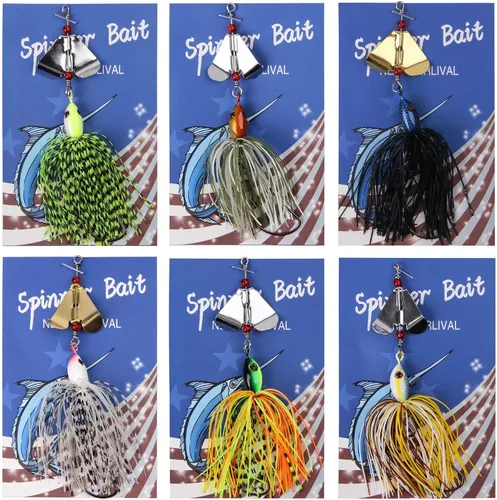 Miniatura 4 de 6PCS Bass Spinner Baits Buzz Bait Hard Metal Fishing Jigs for Bass Trout Pike Salmon Multi-Color Spoon Spinner Bait Saltwater Freshwater