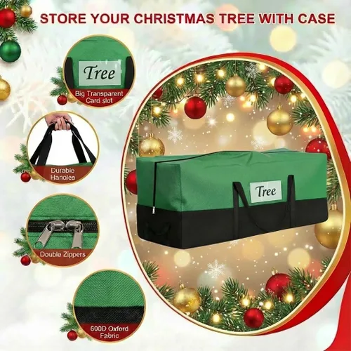 Miniatura 4 de Bolsa de almacenamiento para árbol de Navidad - Se adapta a árboles artificiales de hasta 8 pies de alto - Bolsa de almacenamiento festivo Verde