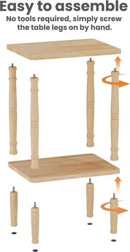 Miniatura 8 de LUCKNOCK Mesa auxiliar de madera maciza, mesa auxiliar vintage pequeña, mesa auxiliar estrecha para sofá con almacenamiento, mesita de noche delgada