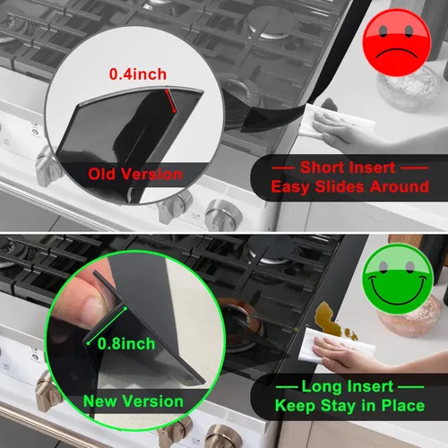 Miniatura 3 de KindGa - Cubierta de silicona para cubrir los espacios entre la mesada y la cocina, cubierta larga para tapar los espacios entre los Negro