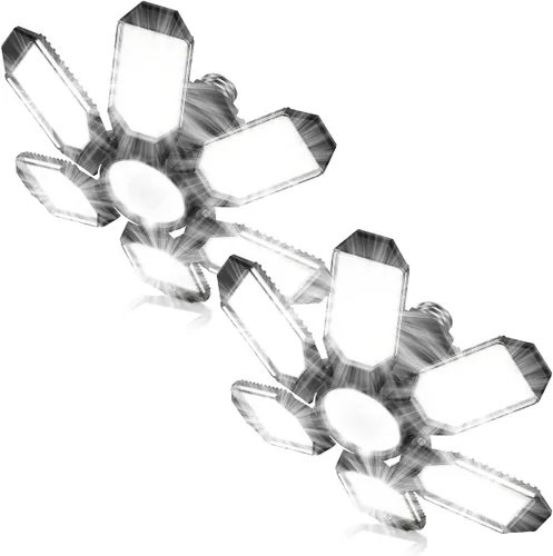 Miniatura 13 de Luz LED de garaje – Bombilla de garaje de 160 W, 64000 lúmenes, 6500 K, iluminación de garaje súper brillante con 6 paneles deformables, luces