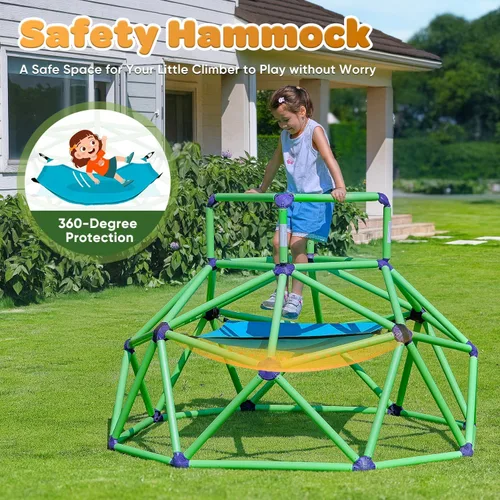 Miniatura 5 de Zupapa Monkey Bars Cúpula de Escalada con Hamaca - Gimnasio de la Jungla Resistente y Portátil con Hamaca para Niños, Conjunto de Juegos de Patio