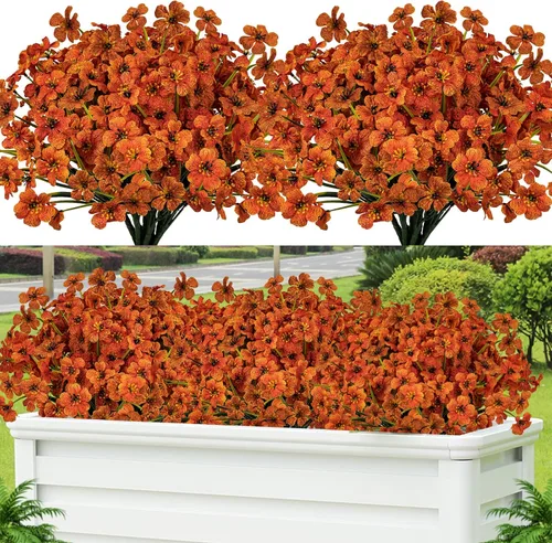 Miniatura 16 de Lnoicy - 24 piezas de flores artificiales para exteriores, decoración de flores de plástico, arbustos de flores falsas resistentes a los rayos UV