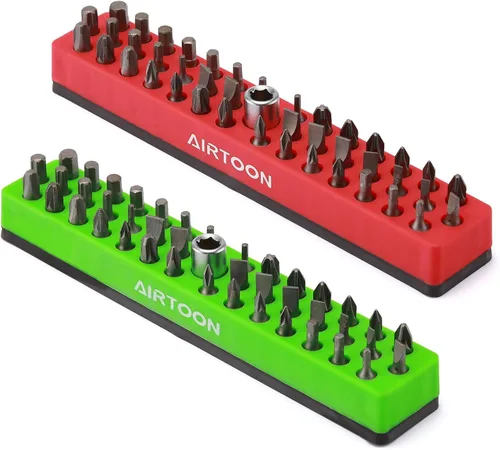 Miniatura 11 de 2 soportes magnéticos para puntas hexagonales de 1/4 de pulgada, almacenamiento de brocas de 43 agujeros con base magnética fuerte, organizador