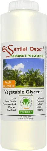 Glicerina vegetal – 1 pinta – VG de RSPO palma sostenible – Sin OMG – Kosher – USP – Grado alimenticio – Kosher – Aceptable Halal – Grado