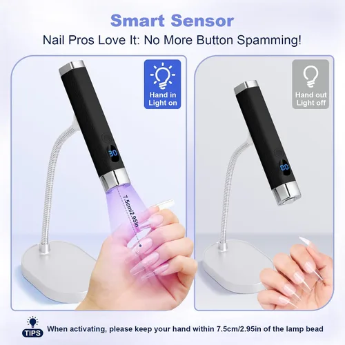 Miniatura 2 de Mini lámpara de uñas UV de mano, luz de curación flash portátil con soporte magnético mejorado y sensor inteligente, secador de uñas recargable