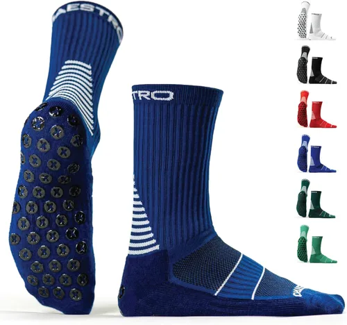 Maestro - Calcetines de agarre de fútbol para hombres y mujeres con almohadillas antideslizantes, ideales para fútbol, baloncesto y deportes