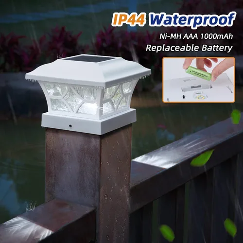 Miniatura 6 de APONUO - Luces solares para postes de 8 unidades con batería de 1000mAh - para vallas de 4 x 4, 5 x 5, 6 x 6, tamaño más grande y mayor duración, 2