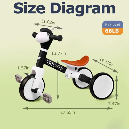 Miniatura 8 de Bicicleta de equilibrio para niños y niñas, triciclo para niños pequeños de 1 a 5 años, triciclo para niños pequeños con luz y música frontal
