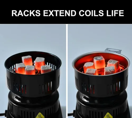 Miniatura 4 de Quemador eléctrico de carbón de coco de 600 W ETL para barbacoa camping cocina Fast Heating Coal Burner Hot Plate, Detachable Handle, Stainless