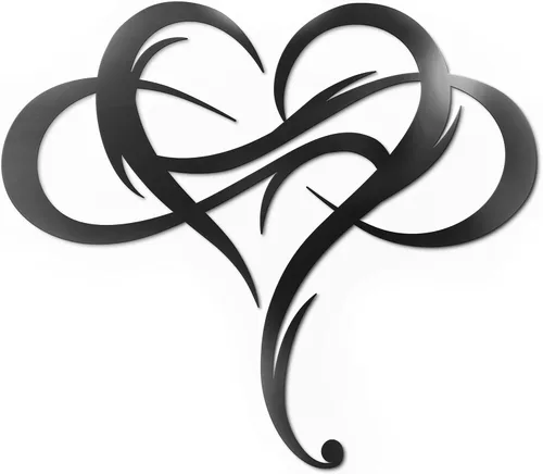 Miniatura 10 de Vivegate Decoración de pared de metal con forma de corazón infinito, placa única de letrero de amor, arte geométrico de acero, juego de decoración