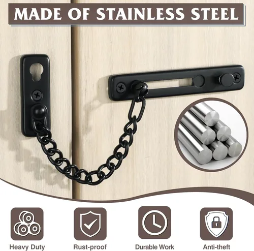 Miniatura 2 de Candado de Puerta con Cadena de Protección de Alise, Cerraduras de Cadena de Puerta con Resorte de Seguridad y Pestillo de Presión Antirrobo