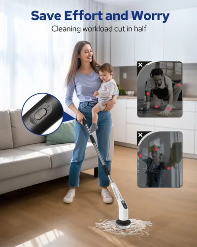 Miniatura 2 de Benlari Limpiador eléctrico giratorio - Limpiador eléctrico de ducha de doble interruptor actualizado para azulejos y bañeras de vidrio, pared