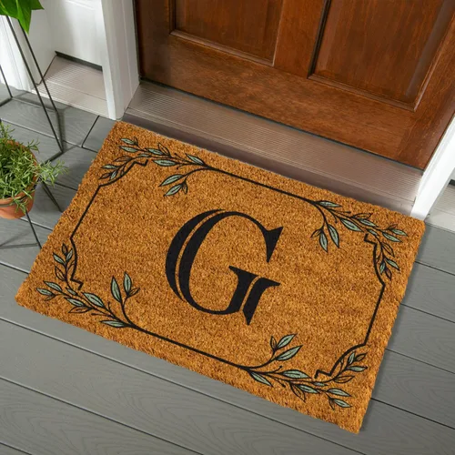 Miniatura 47 de Evergreen Flag Alfombra de puerta de fibra de coco monograma Letra B Alfombra para puerta delantera para interiores y exteriores 71x41 cm
