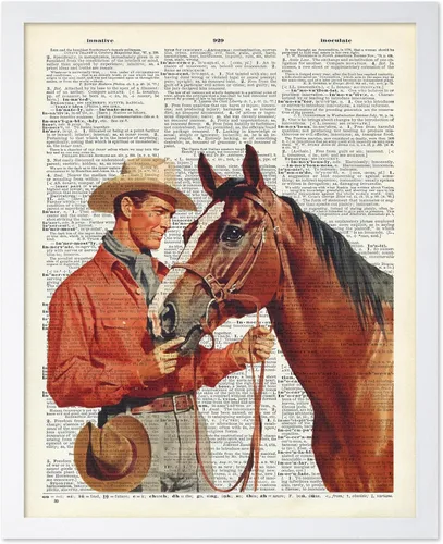 Miniatura 38 de Poster Master Póster de diccionario – Estampado retro de vaquero y caballo – Obra de arte del salvaje oeste – Diseño occidental – Arte moderno