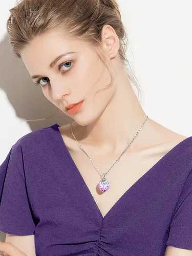 Miniatura 7 de PLATO H 3 Heart Crystal Necklace for Women Gifts for her Pendant Crystal Jewelry Necklace for Girl Wedding Gifts for Anniversary Day Mother's Day