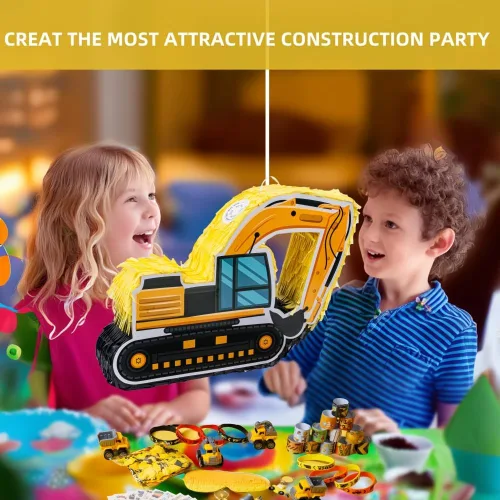 Miniatura 5 de Piñata de construcción Camión volquete piñata para niños Construcción Fiesta de cumpleaños Tractor Excavadora Coche con Vehículos Juguetes Pulseras