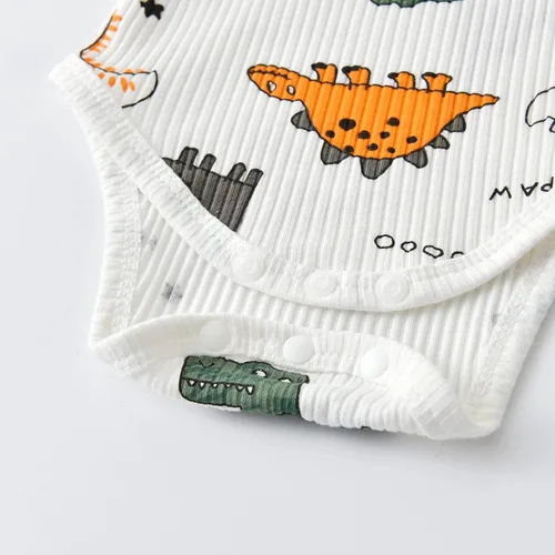 Miniatura 10 de Conjunto de 3 piezas de ropa de bebé recién nacido con estampado de manga larga + pantalones + sombrero
