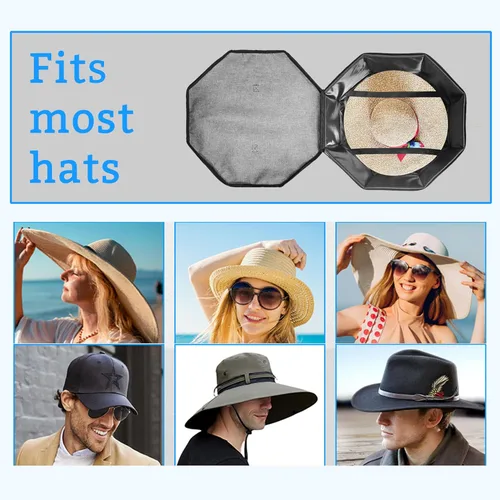 Miniatura 4 de Caja de Almacenamiento de Sombreros, Cajas de Sombreros para Almacenamiento de Mujeres, Soporte de Sombreros Vaqueros para Viajes, Estuche Portador