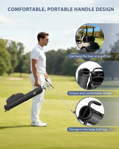 Miniatura 6 de Bolsa de golf ligera con bolsillo más fresco, pequeña bolsa de transporte de golf Sunday para 6 a 8 clubes, compacta y portátil para hombres