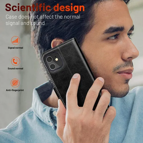 Miniatura 7 de OCASE Compatible con iPhone 12 Case/Compatible con iPhone 12 Pro Wallet Case, funda tipo cartera de piel sintética con tapa y tarjeteros con bloqueo