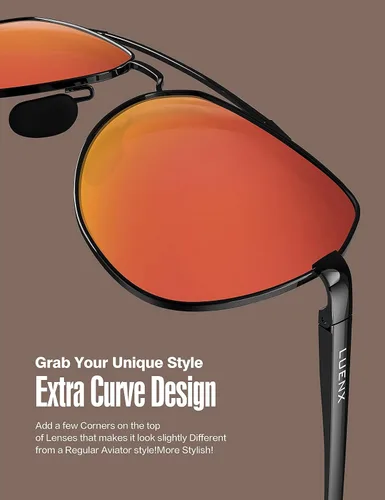 Miniatura 3 de LUENX Lentes de sol de aviador para hombres y mujeres, polarizados, marco de metal grande, protección UV 400