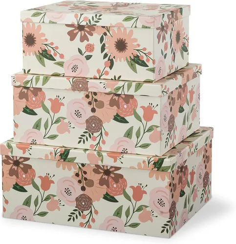 Miniatura 17 de Soul & Lane Cajas de almacenamiento de fotos de mariposas en vuelo (juego de 3): cajas anidables con tapas, contenedores de cartón decorativos