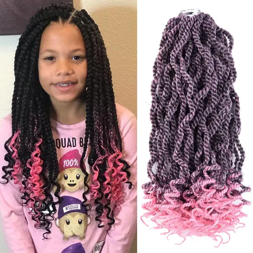 Miniatura 11 de Cabello de ganchillo para niños de 8 pulgadas, cabello de ganchillo para mujeres negras, paquete de 6 paquetes de trenzas senegalesas, extremos
