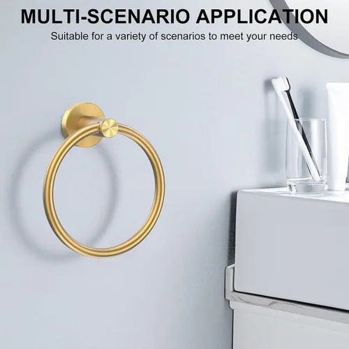 Miniatura 7 de SetSail Toallero de acero inoxidable con rosca para pared de baño, toallero de mano de acero inoxidable para baño, agujero de taladro de cocina
