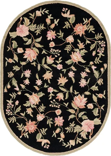 Miniatura 32 de SAFAVIEH Chelsea Collection - Alfombra decorativa de 1 pies 8 pulgadas x 2 pies 6 pulgadas, color negro, lana de campo francesa enganchada a mano