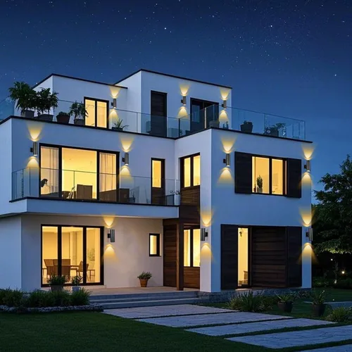 Miniatura 9 de Luces de pared para exteriores del atardecer al amanecer, 2 unidades, modernas luces de porche al aire libre con bombillas, luz exterior cilíndrica