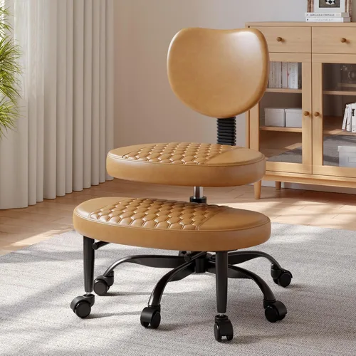 Miniatura 9 de Silla de oficina con patas cruzadas, sillas giratorias de 360° para adultos, silla de oficina ergonómica de patas cruzadas ajustable en altura