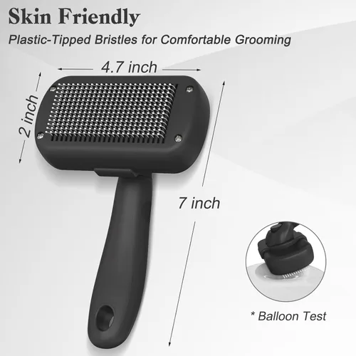Miniatura 4 de Swihauk Cepillo Deslizante de Autolimpieza para Perros y Gatos - Cepillo de Desenredado y Aseo Amigable con la Piel para Mascotas con Pelo, Negro