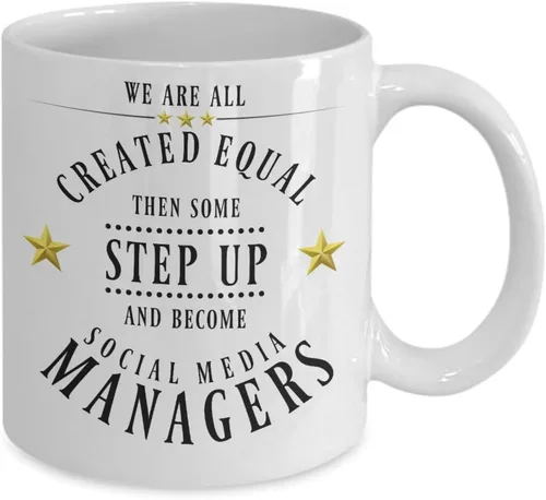 Miniatura 2 de Social Media Management Regalos Divertido Regalo para Gerente de Medios Sociales Creado Igual Regalo de Apreciación para Hombres Tazas de Café Taza