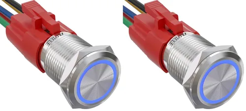 Miniatura 21 de APIELE - Interruptor de botón de encendido de pestillo de 16mm, 12 V CC, carcasa negra con cabeza de ojo de ángel LED para orificio de montaje