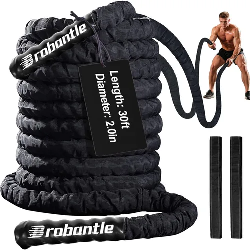 Miniatura 10 de Cuerda de batalla de 1/1.26/1.5/2 pulgadas de diámetro, rosa de 30 pies/40 pies/50 pies, cuerdas de entrenamiento de ejercicio para gimnasio