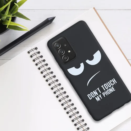 Miniatura 2 de kwmobile Funda de silicona TPU compatible con Samsung Galaxy A52 / A52 5G / A52s 5G - Funda suave - Don't Touch My Phone Blanco/Negro